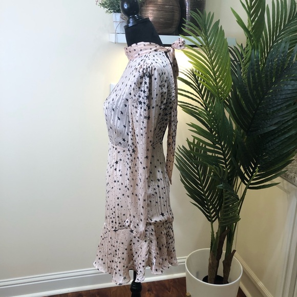 Boohoo Nights Pink Star Long-sleeve Back-out High-low Mini Dress 2 - Picture 8 of 8